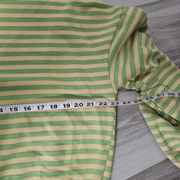 UEU Green and Yellow Striped Crewneck Sweater Sz S - Picture 6 of 7